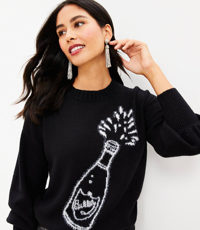 Petite Paisley V-Neck Sweater