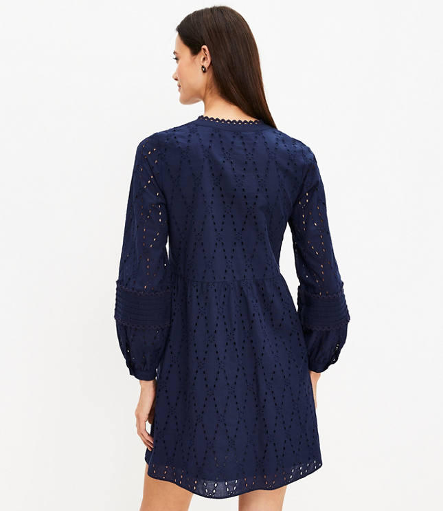 Eyelet Lace Trim Swing Dress