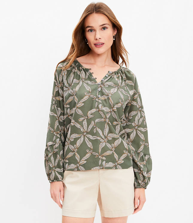green earth tone print blouse L/XL main image 1
