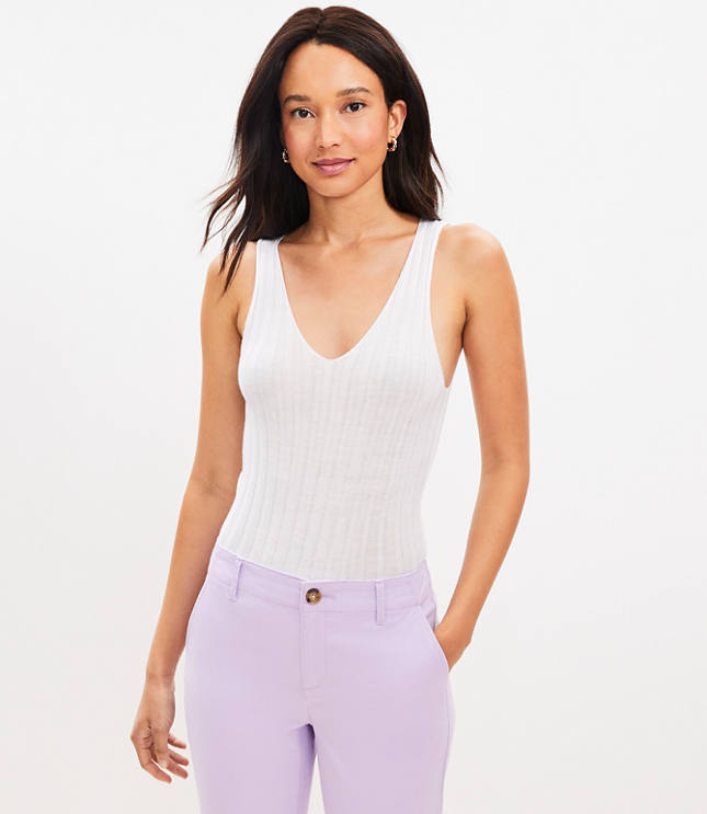 Ribbed VNeck Sweater Tank Top
