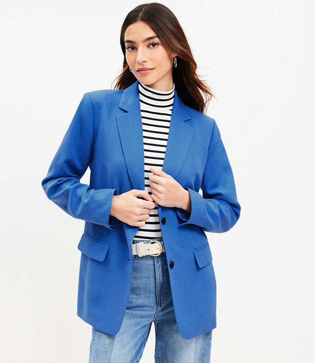 Brushed Herringbone Long Modern Blazer