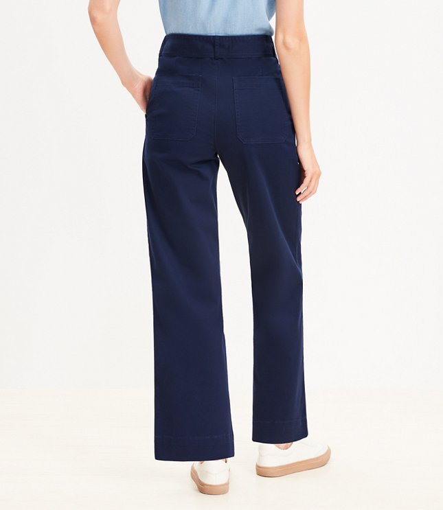 Women Cotton Wave Point Elastic Waist Side Pockets Trouser Pants