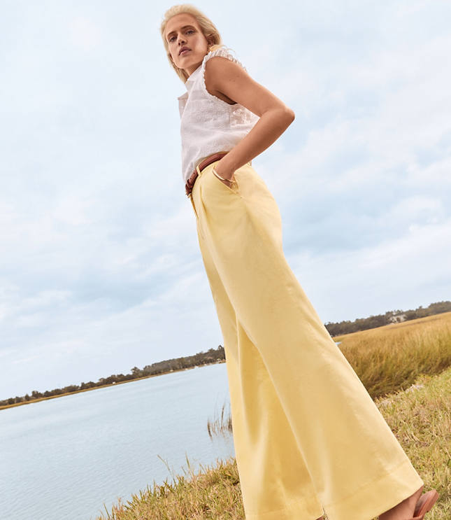 Cotton-Poplin Wide Leg Pants