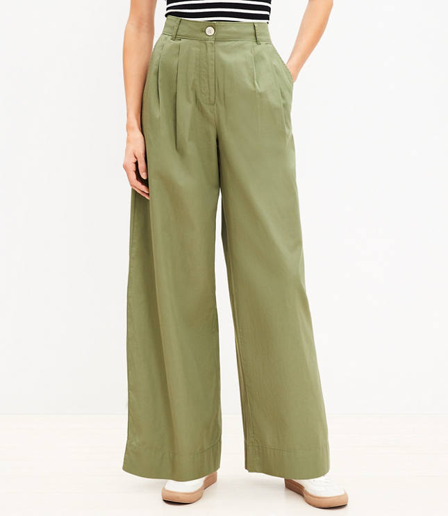 Pull On Wide Leg Pants in Shimmer Stripe Linen Blend