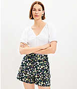 Belted Pleated Shorts in Floral Twill carousel Product Image 1