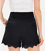 Belted Pleated Shorts in Eyelet Linen Blend carousel Product Image 3