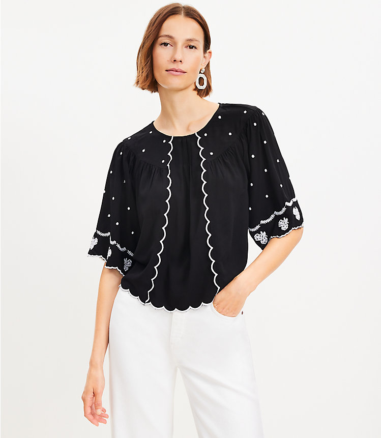 Embroidered Scalloped Blouse image number 0