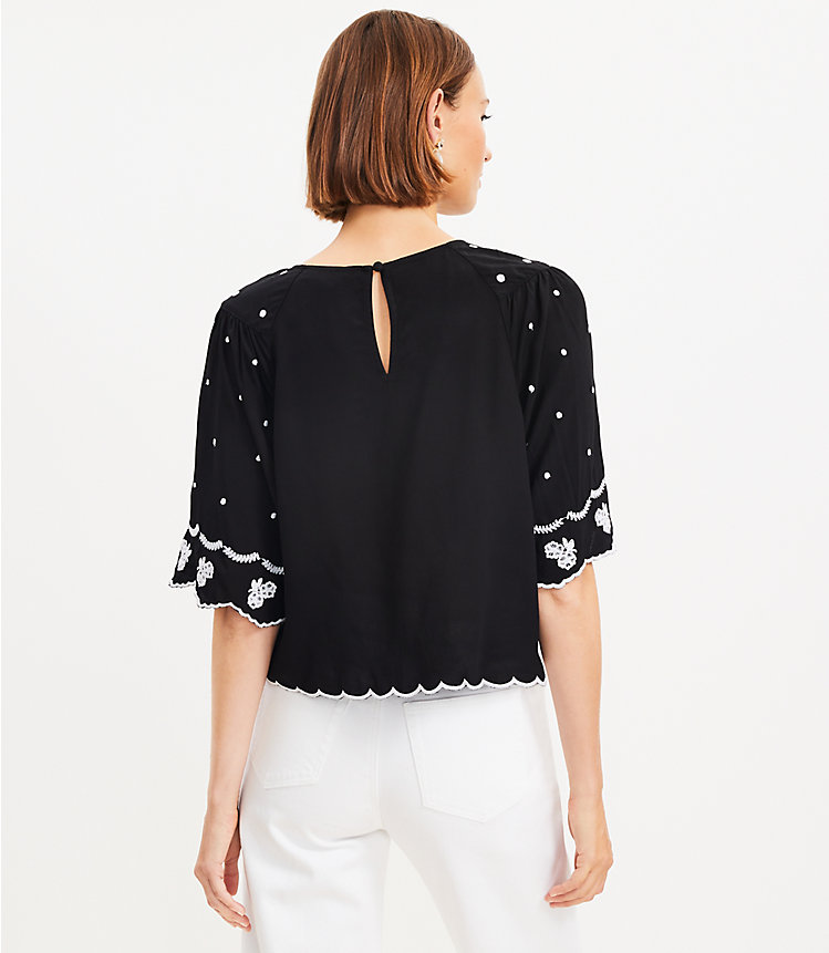 Embroidered Scalloped Blouse image number 2