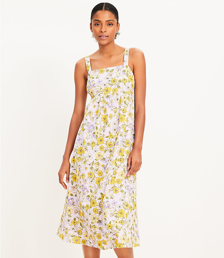 Floral Embroidered Strappy Midi Dress image number 0