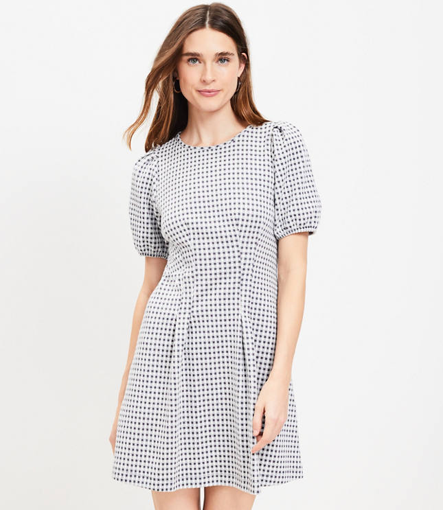 Knotted Puff Sleeve V-Neck Dress