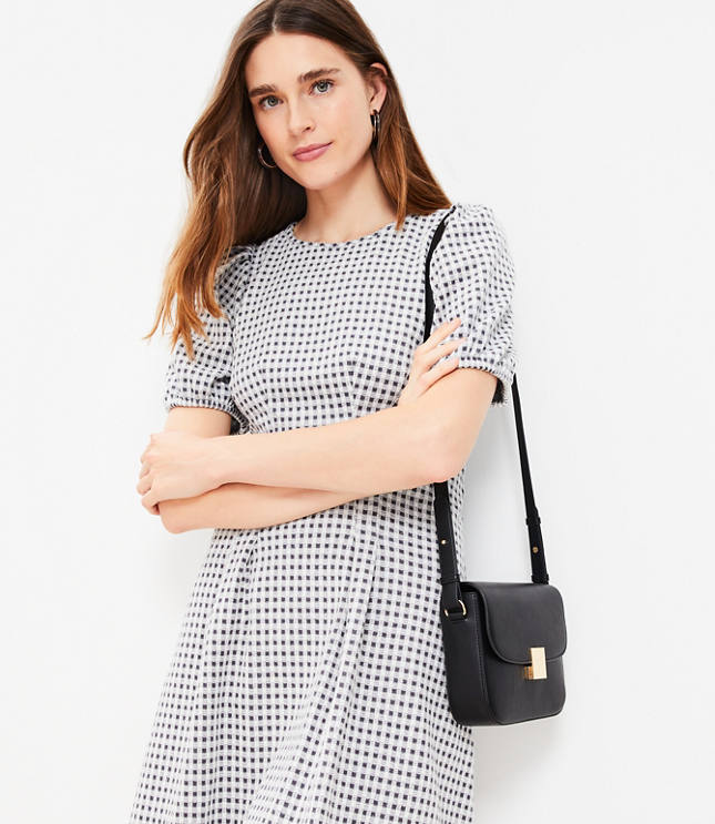 Gingham Puff Sleeve Shift Dress