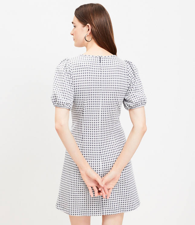 Gingham Puff Sleeve Shift Dress