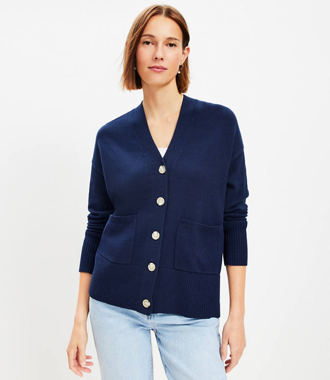 Ribbed Pocket Open Cardigan