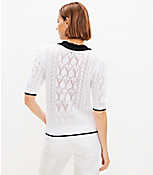 Tipped Open Stitch Puff Sleeve Sweater Tee carousel Product Image 3