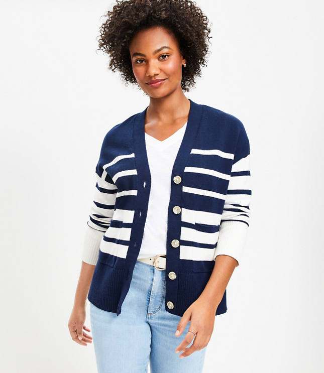 Navy blue and white on sale cardigan