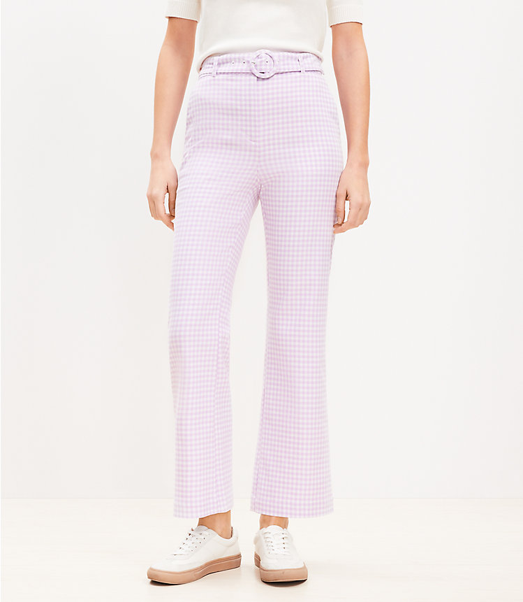 Belted Sutton Kick Crop Pants in Gingham image number 0