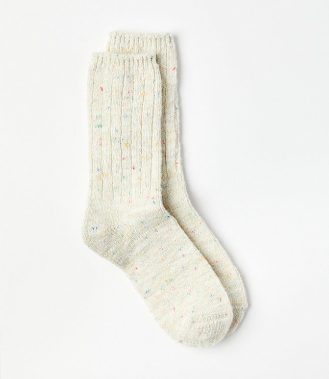 Flecked Ribbed Crew Socks - Black