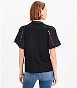 Cutout Mixed Media Flutter Sleeve Top carousel Product Image 3