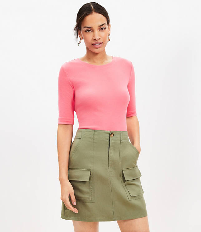 Perfect Ribbed Elbow Sleeve Tee image number 0