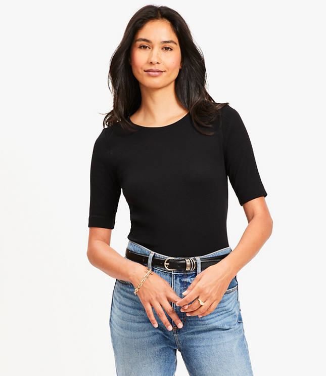 Perfect Ribbed Elbow Sleeve Tee