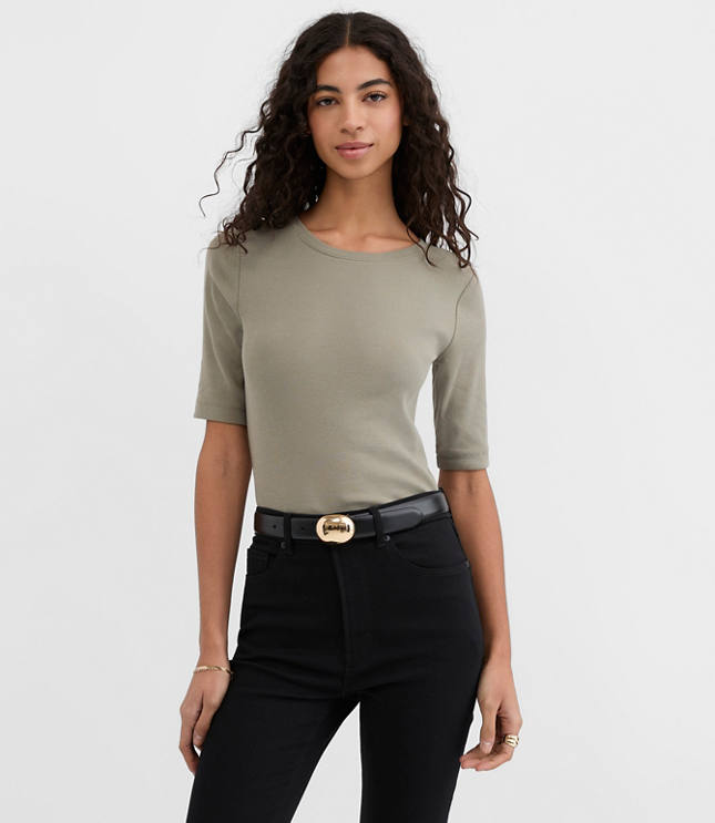 Perfect Ribbed Elbow Sleeve Tee