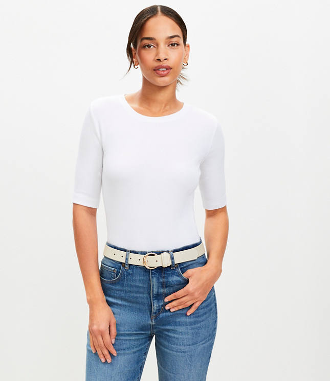 Perfect Ribbed Elbow Sleeve Tee