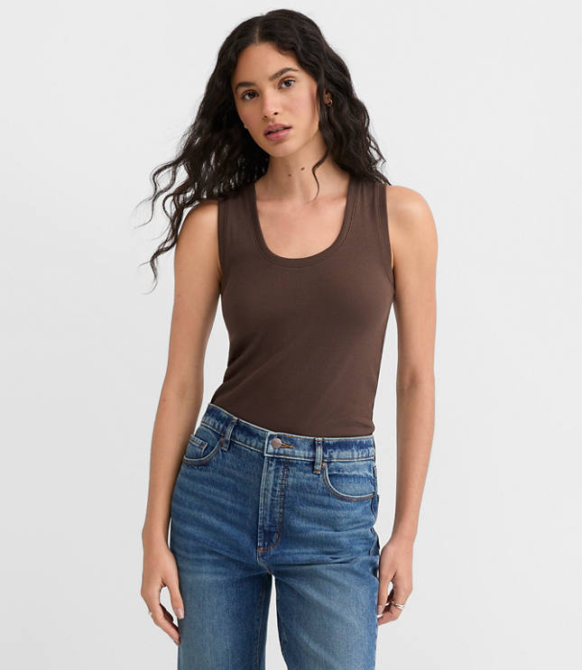 Perfect Ribbed Scoop Neck Tank Top