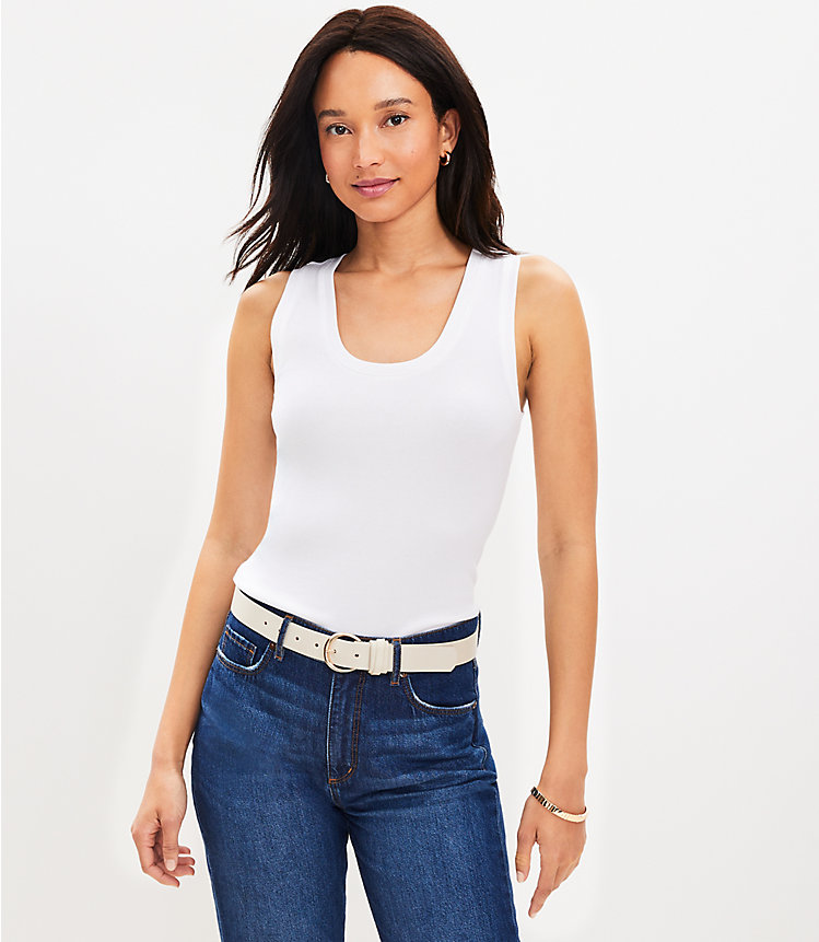 Perfect Ribbed Scoop Neck Tank Top image number 0