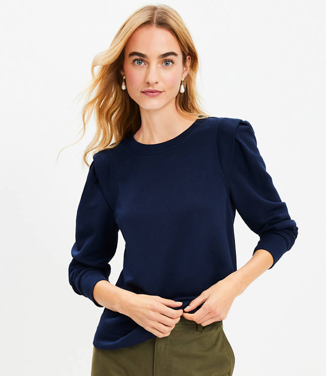 Pleated Sleeve Sweatshirt