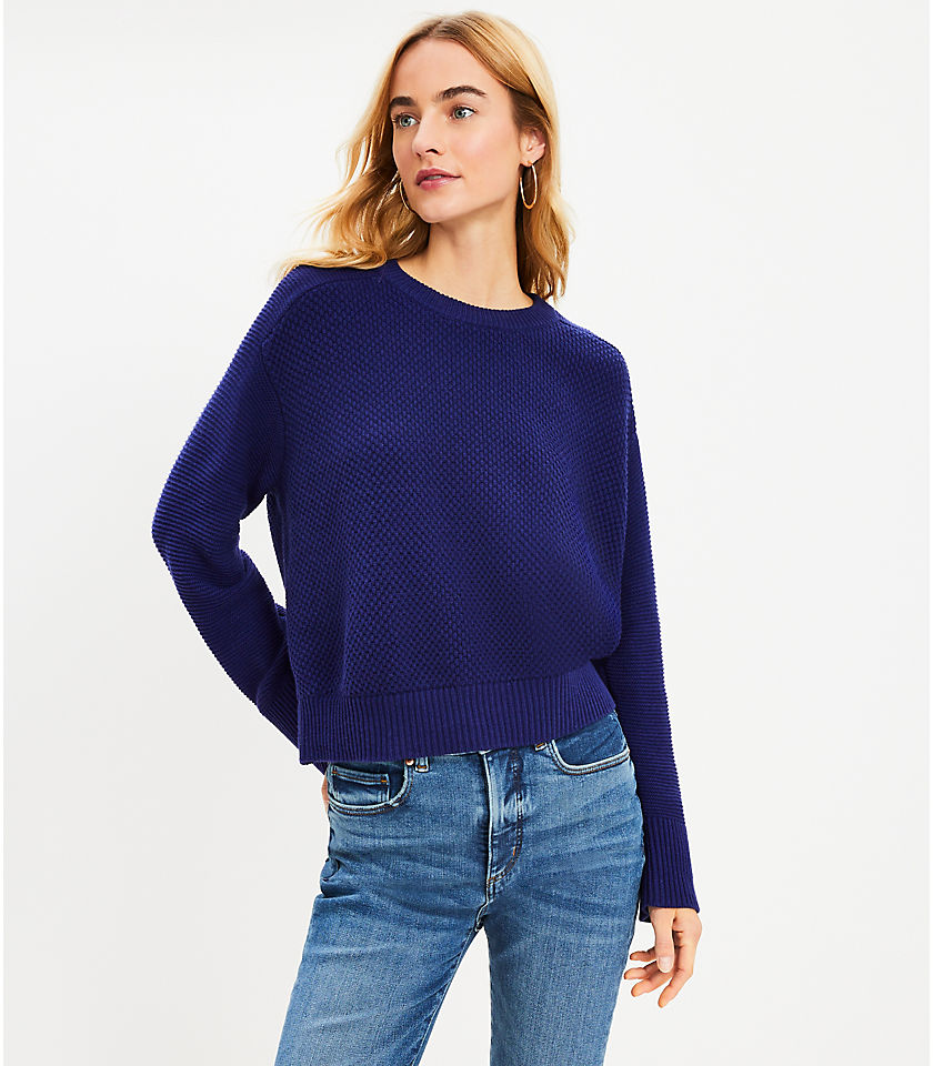 Petite Textured Saddle Sleeve Sweater