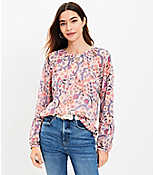 Petite Bloom Bubble Sleeve Henley Top carousel Product Image 1