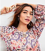 Petite Bloom Bubble Sleeve Henley Top carousel Product Image 2