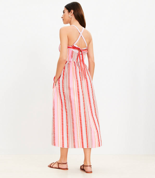 Striped Cross Back Maxi Dress