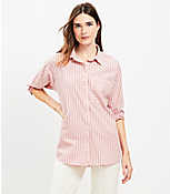 Petite Striped Cotton Blend Oversized Shirt carousel Product Image 1