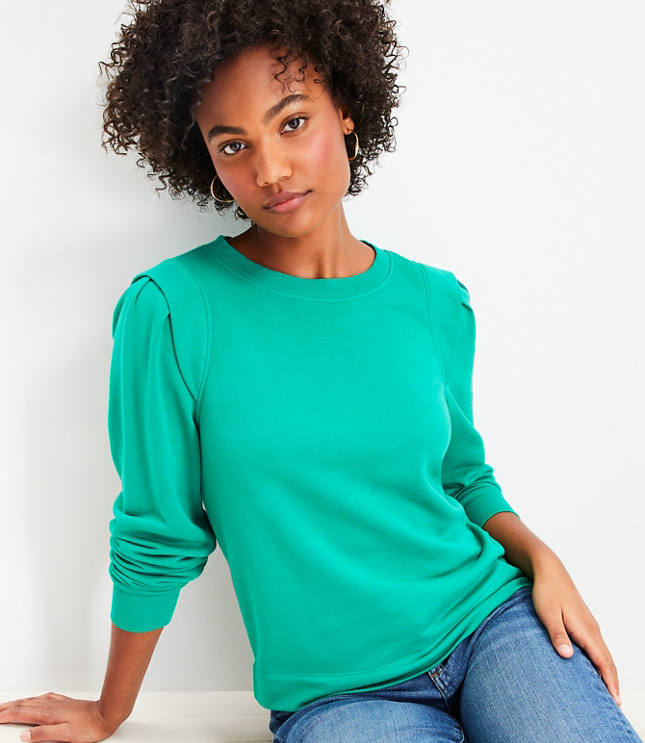 Petite Pleated Sleeve Sweatshirt
