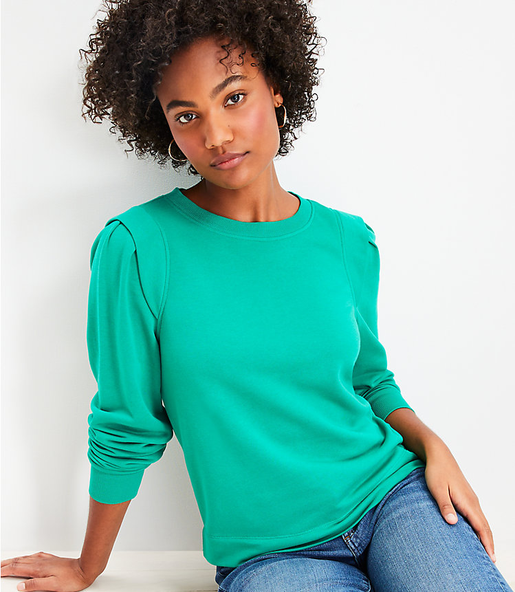 Petite Pleated Sleeve Sweatshirt image number 1