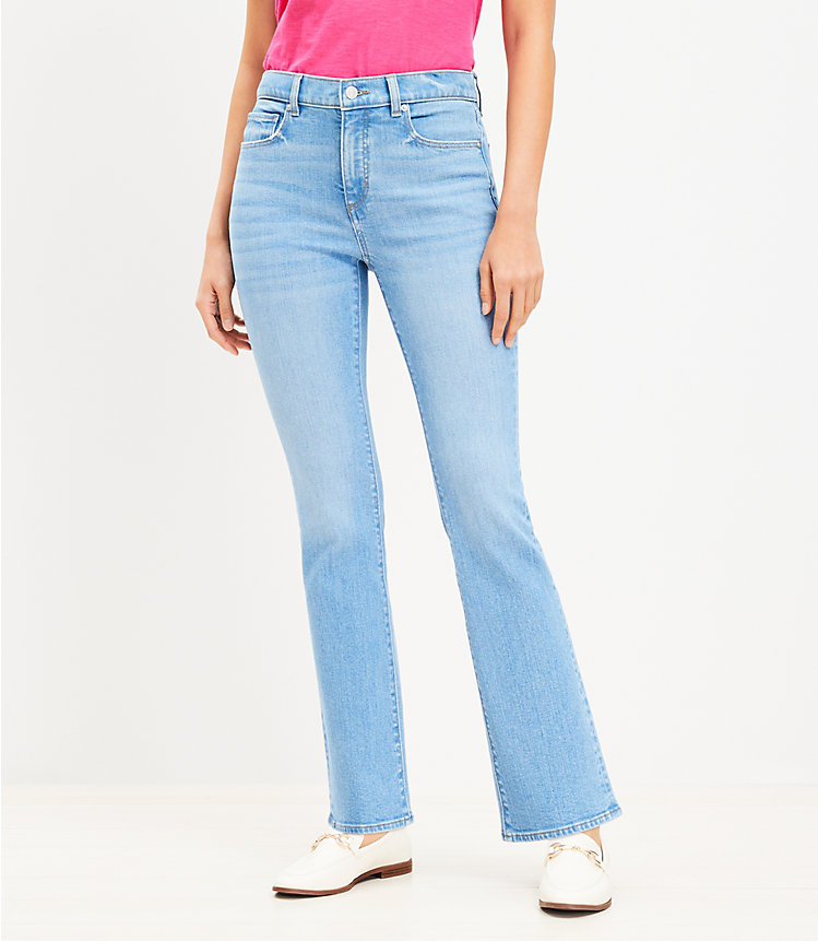 Petite Mid Rise Boot Jeans in Light Wash image number 0