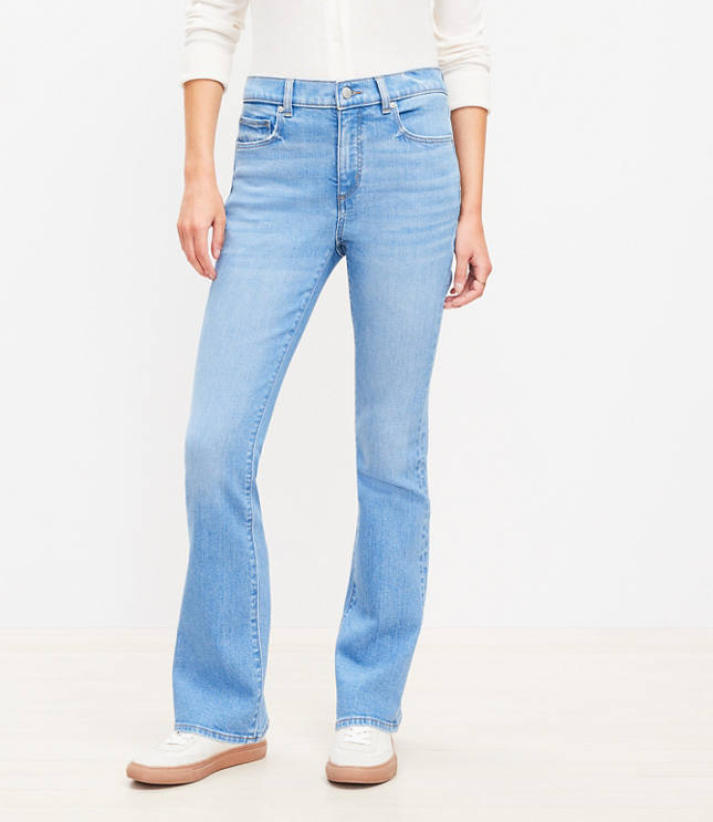 Petite Mid Rise Boot Jeans in Light Wash image number 1