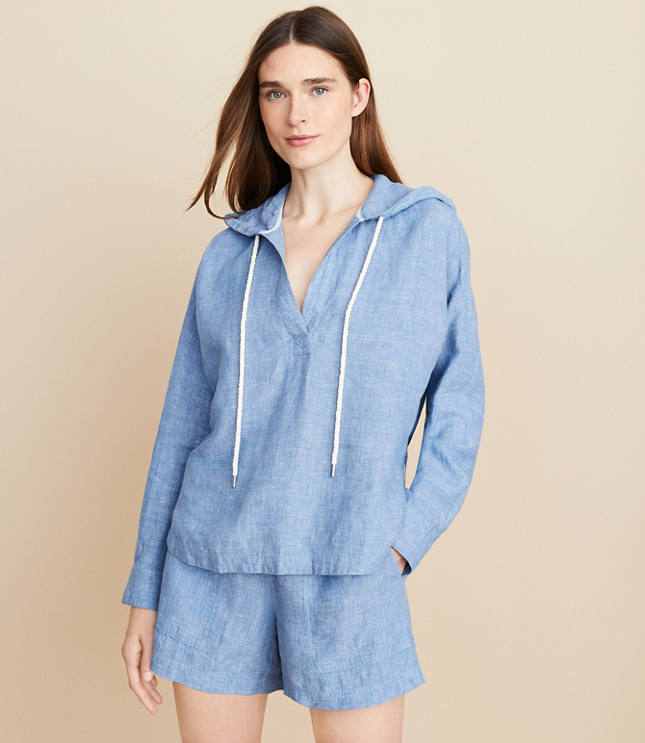 Lou & Grey Crosshatch Linen Tunic Hoodie