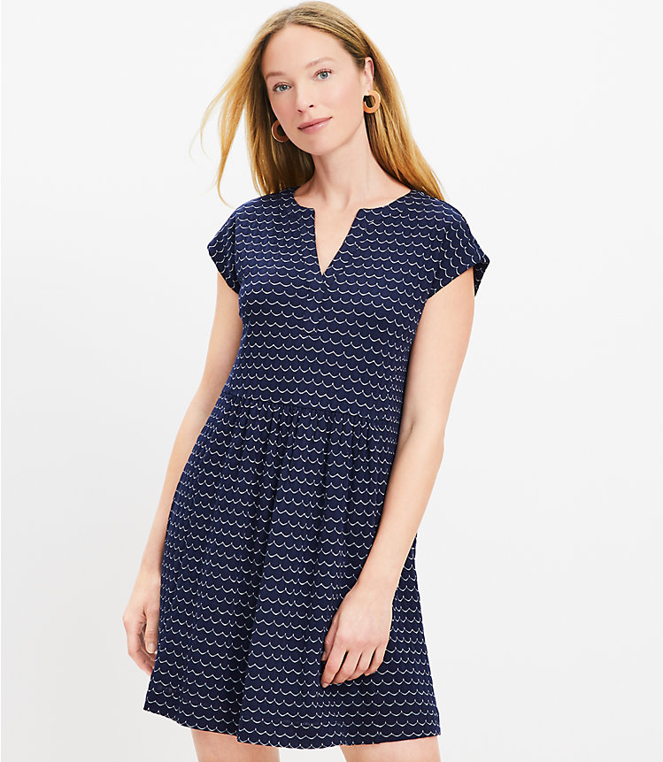 Scalloped Y Neck Swing Dress image number 0