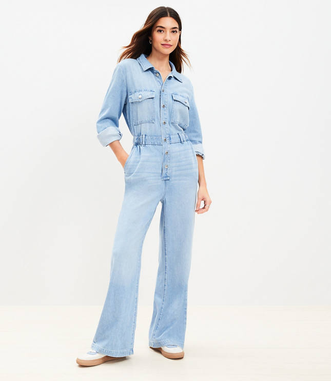 Petite Denim Jumpsuit in Vintage Wash