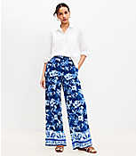 Pull On Wide Leg Pants in Corfu Weekend Linen Blend carousel Product Image 1