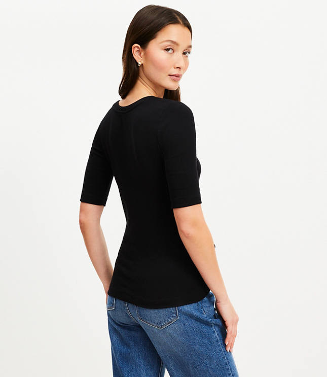 Petite Perfect Ribbed Elbow Sleeve Tee