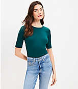 Petite Perfect Ribbed Elbow Sleeve Tee carousel Product Image 1