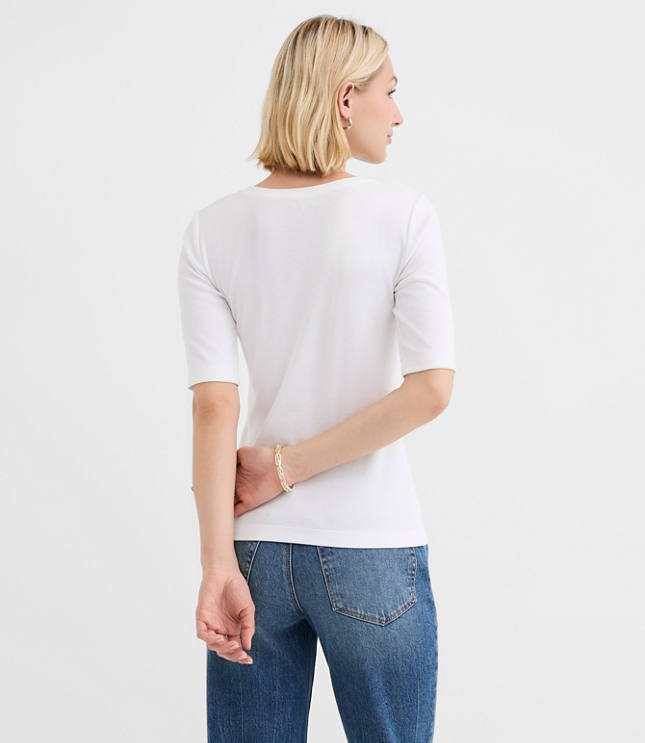Petite Perfect Ribbed Elbow Sleeve Tee