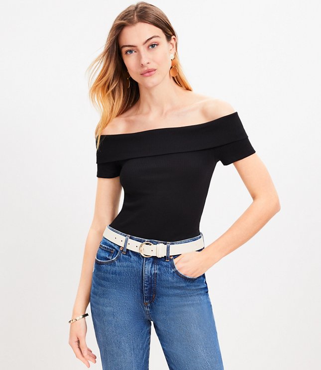 Ribbed Off The Shoulder Top