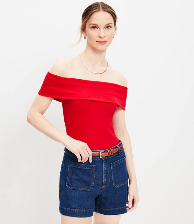 Ribbed Off The Shoulder Top