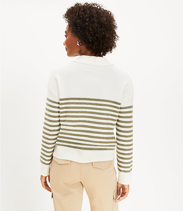 Petite Striped V-Neck Sailor Sweater image number 2
