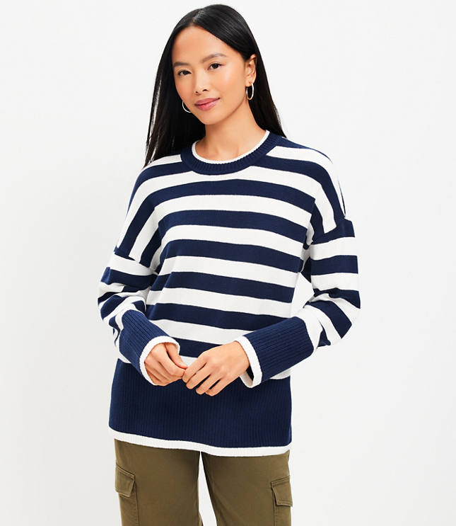 Petite Stripe Relaxed Tunic Sweater