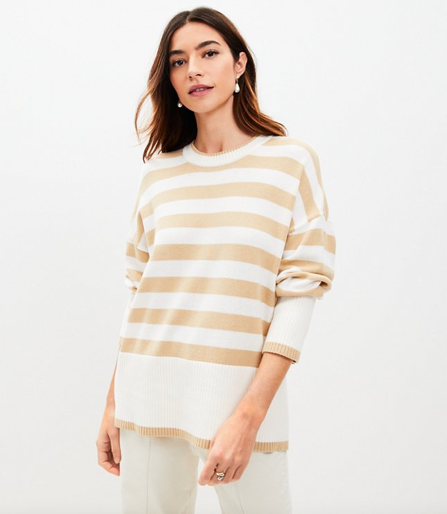 Petite Stripe Relaxed Tunic Sweater